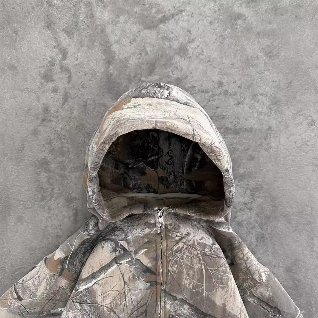 Sweat à capuche rétro motif camouflage urbain