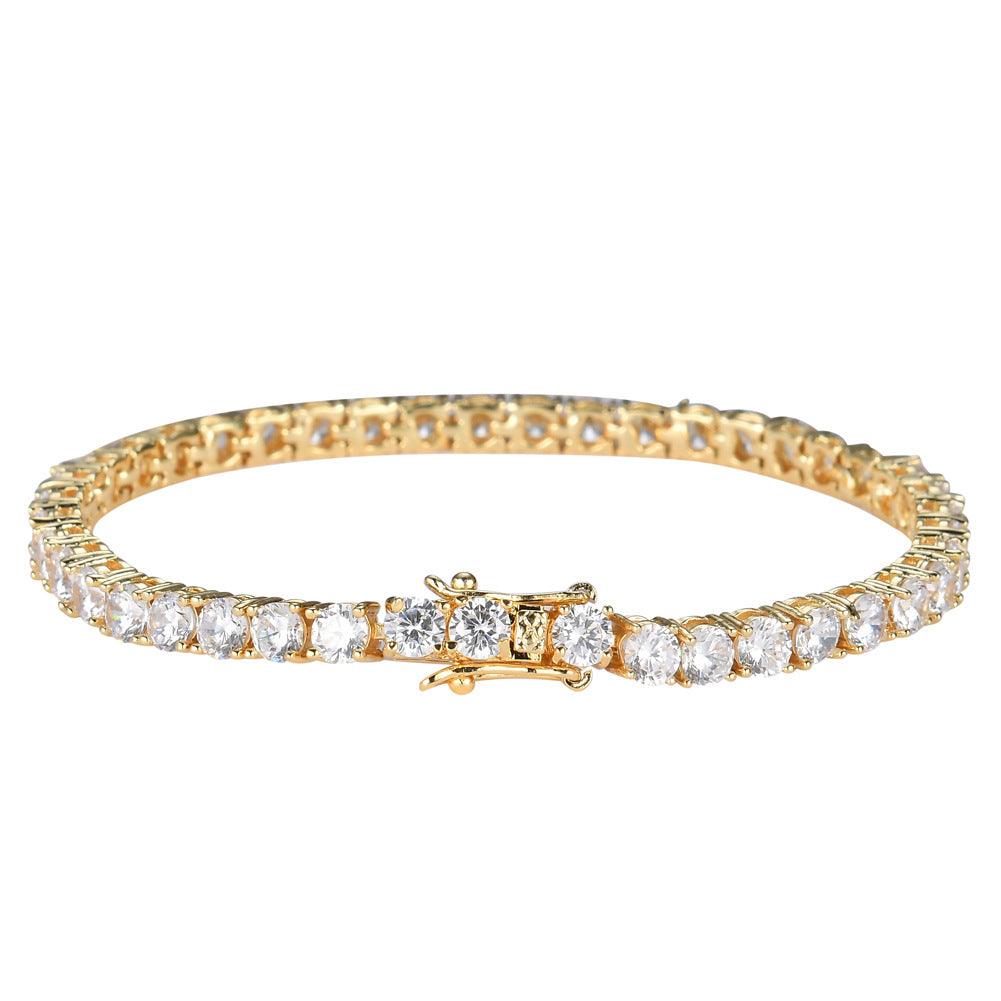 Bracelet Hip Hop en Cuivre Zirconium, Simple Rang, Type Tennis