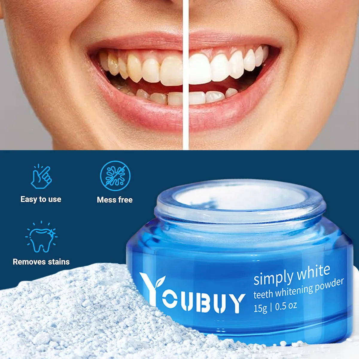 Poudre de blanchiment et d'éclat dentaire YOUBUY