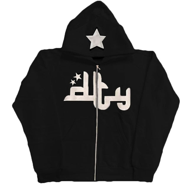 Sweats à capuche zippés à motif étoiles