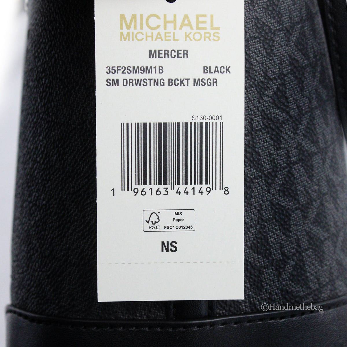 Sac bandoulière seau Michael Kors Mercer petit modèle en PVC noir