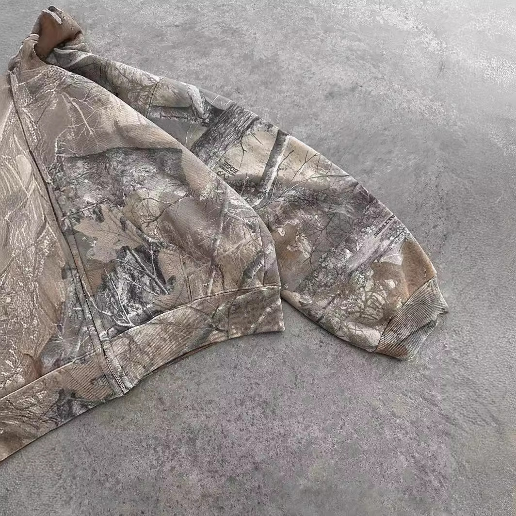 Sweat à capuche rétro motif camouflage urbain