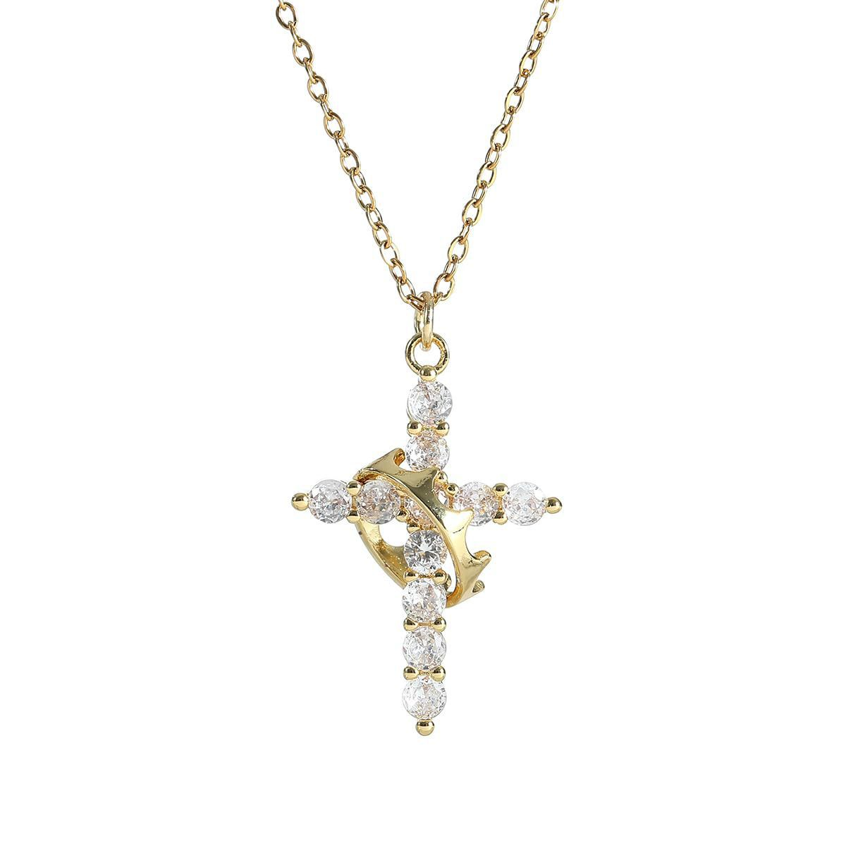 Collier croix couronne