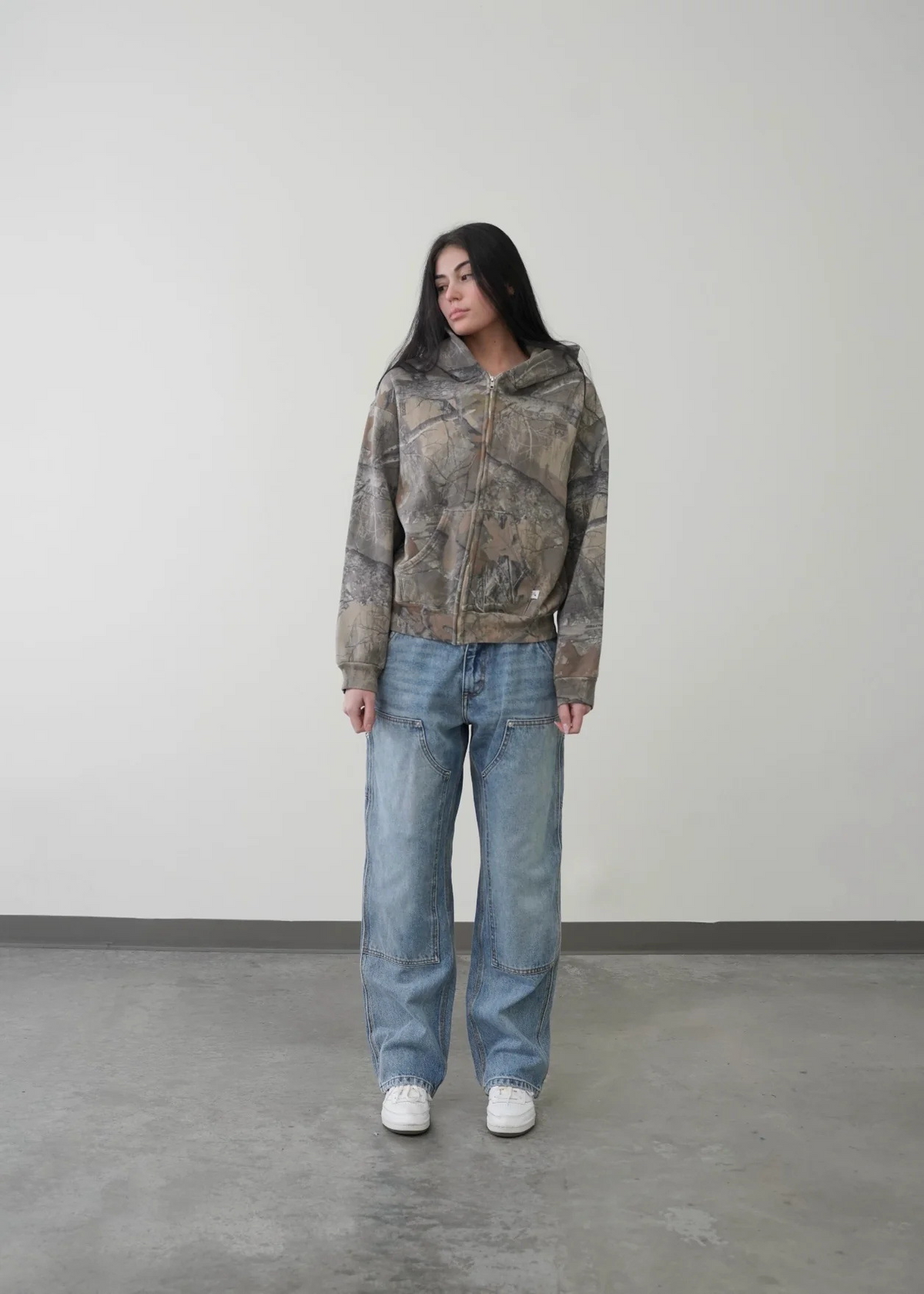 Sweat à capuche rétro motif camouflage urbain