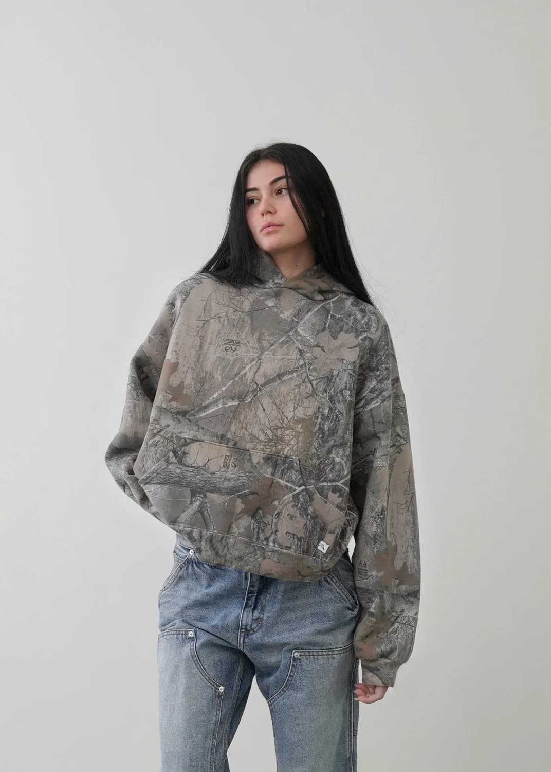 Sweat à capuche rétro motif camouflage urbain