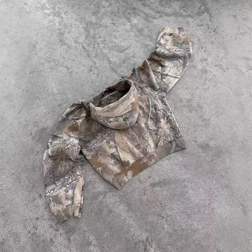 Sweat à capuche rétro motif camouflage urbain