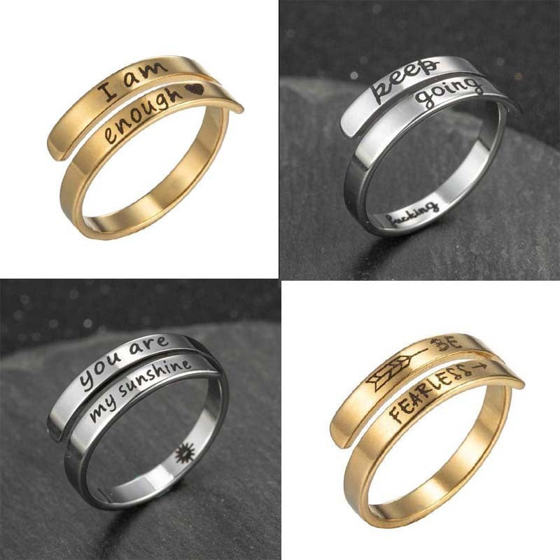 Retro Stainless Steel English Double Ring