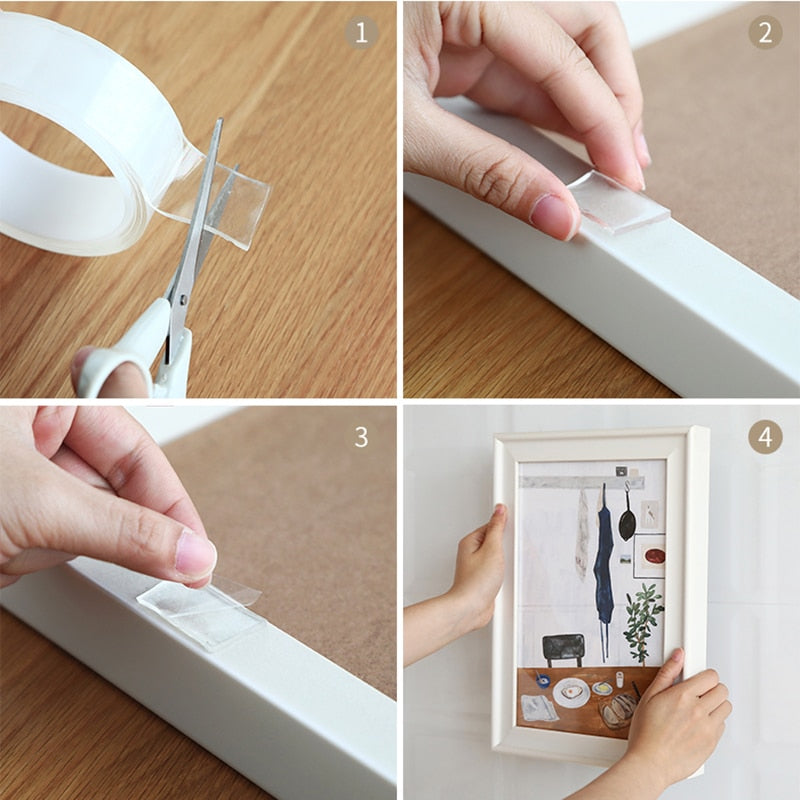 Ruban adhésif nano double face transparent