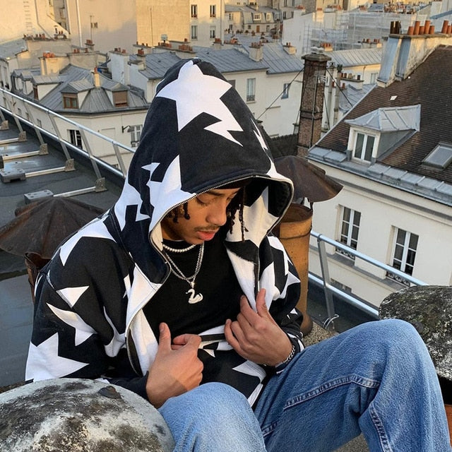 Sweats à capuche zippés à motif étoiles