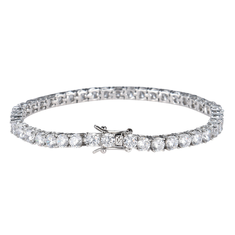 Bracelet Hip Hop en Cuivre Zirconium, Simple Rang, Type Tennis