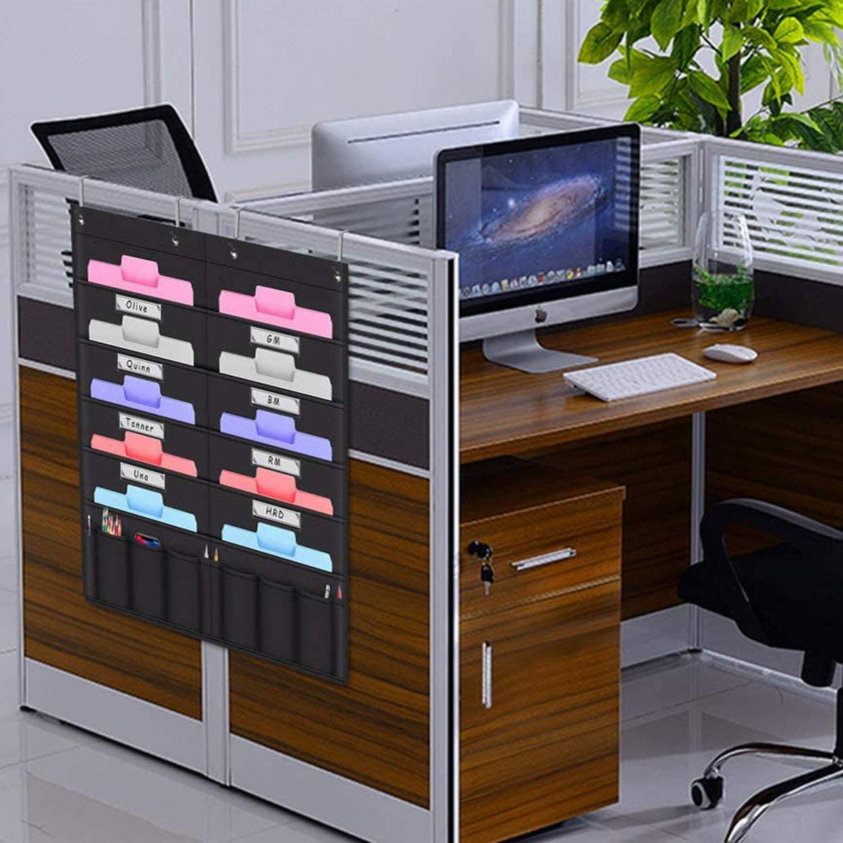 Organiseur mural pour dossiers suspendus 10 pochettes pour dossiers + 10 pochettes de rangement