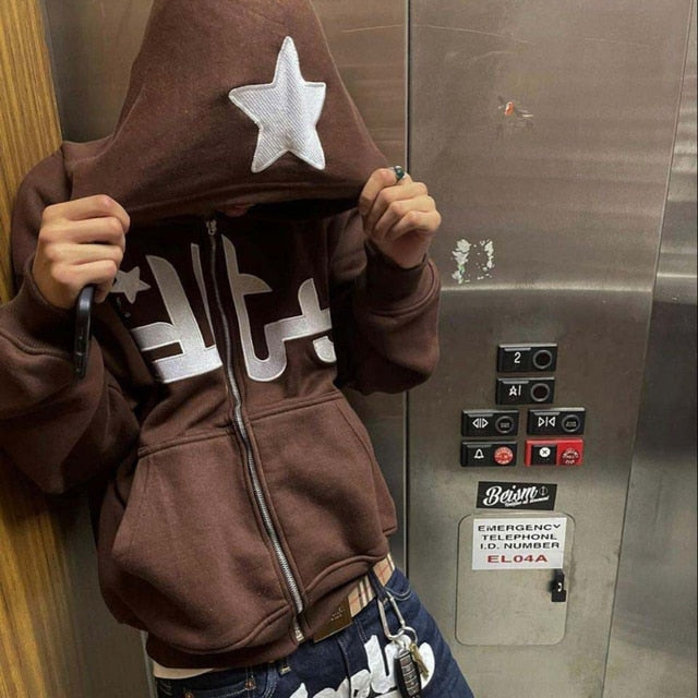 Sweats à capuche zippés à motif étoiles