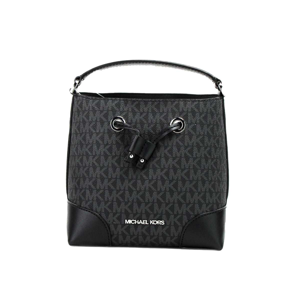 Sac bandoulière seau Michael Kors Mercer petit modèle en PVC noir