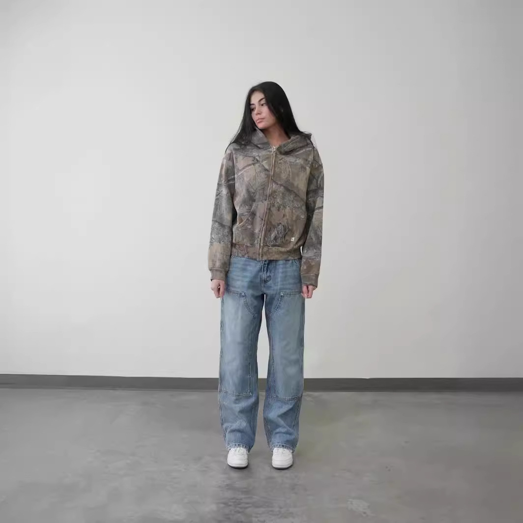 Sweat à capuche rétro motif camouflage urbain