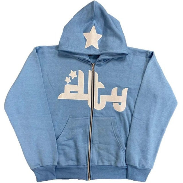 Sweats à capuche zippés à motif étoiles